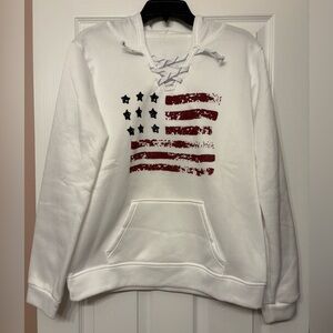 White Hoodie with American Flag Design